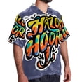 thumbnail image 2 of Halloween Font Men's Short Sleeve Casual Printed Button Down Beach Shirts, 2 of 6