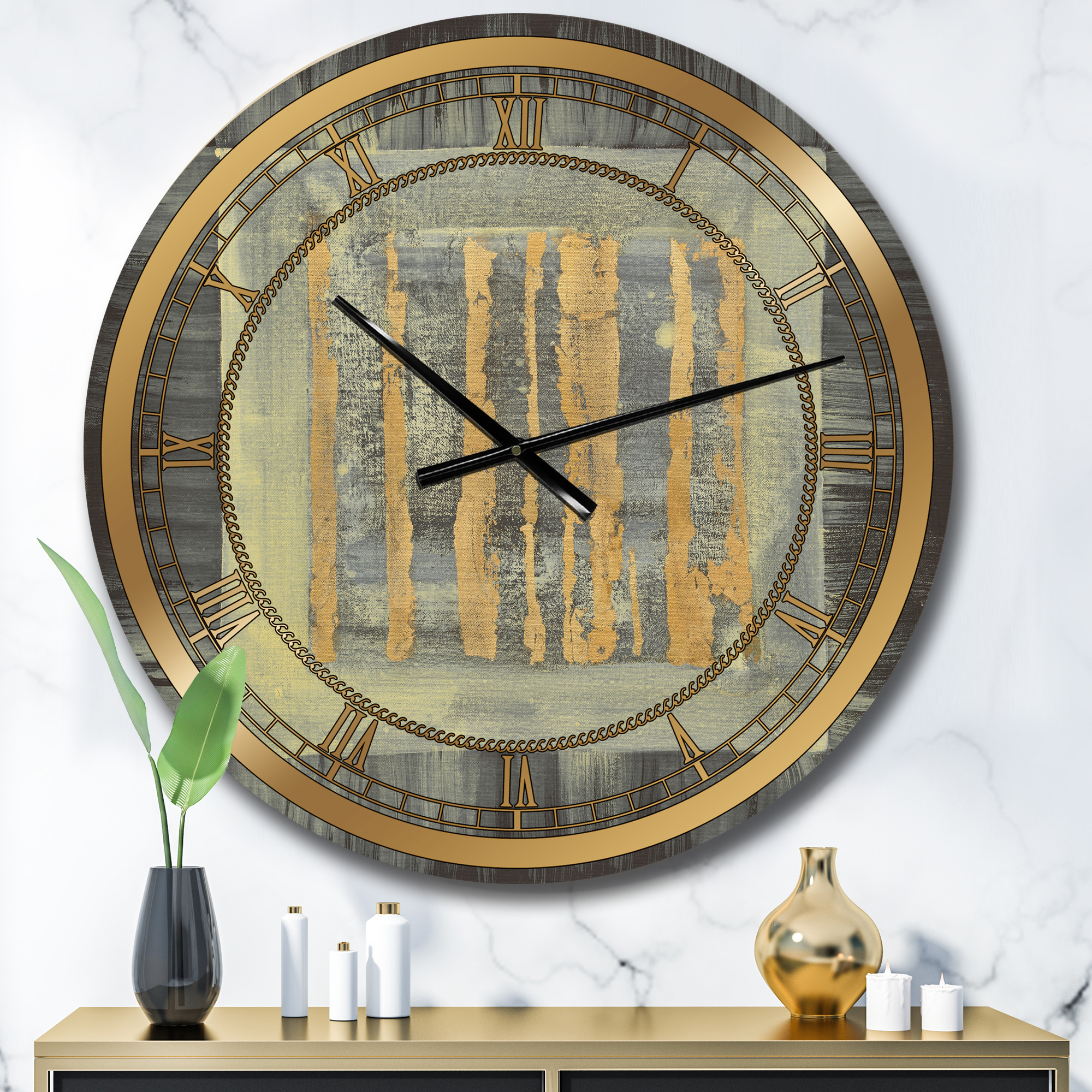 Designart 'Galm Abstract II' Glam wall clock