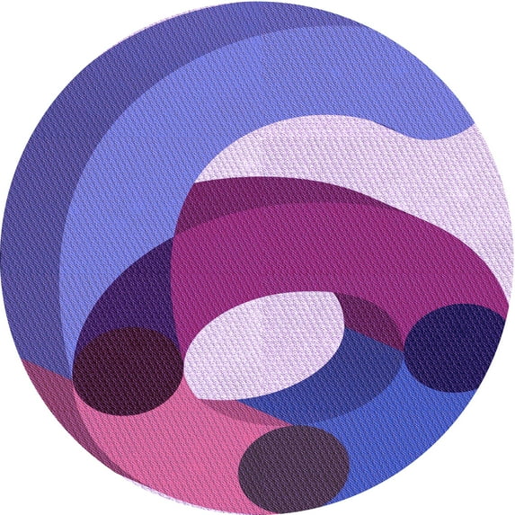 Ahgly Company Indoor Round Patterned Bright Lilac Purple Area Rugs, 6' Round