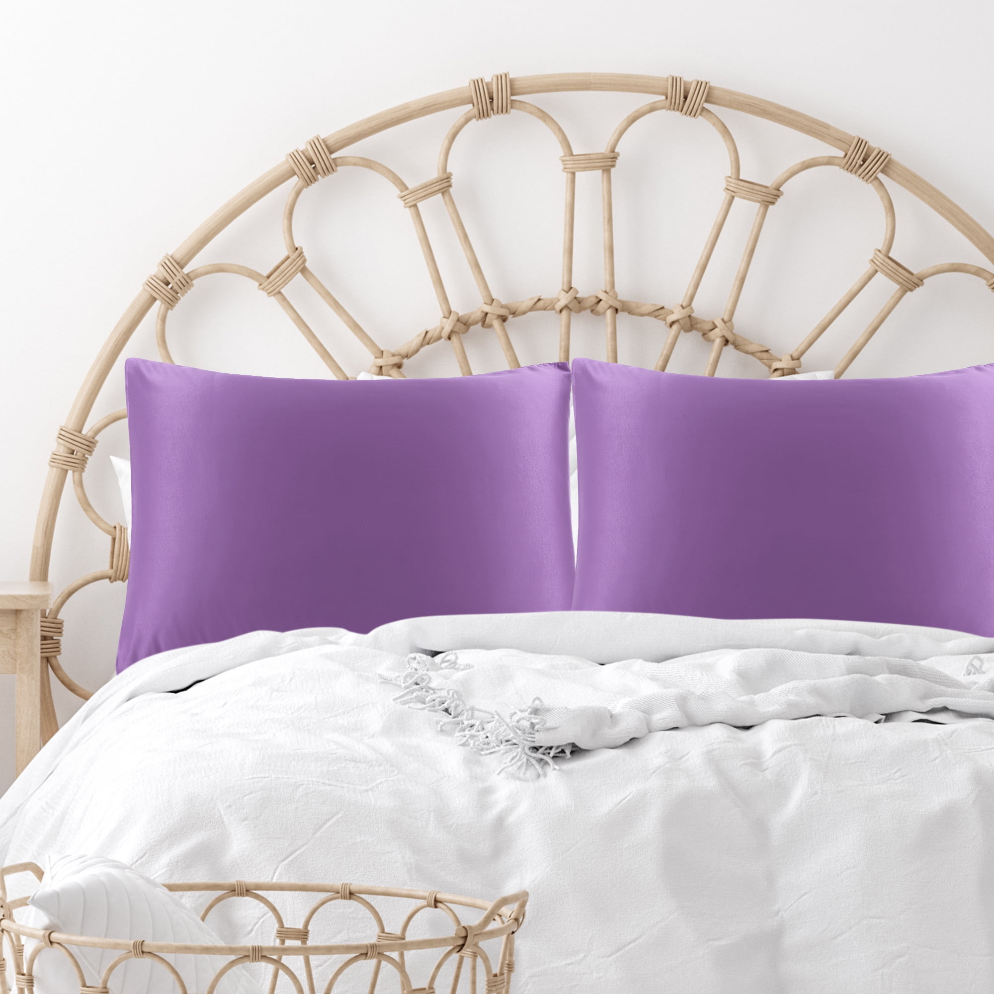 Unique Bargains 4 Pack Satin Pillowcases for Hair and Skin, Purple Queen