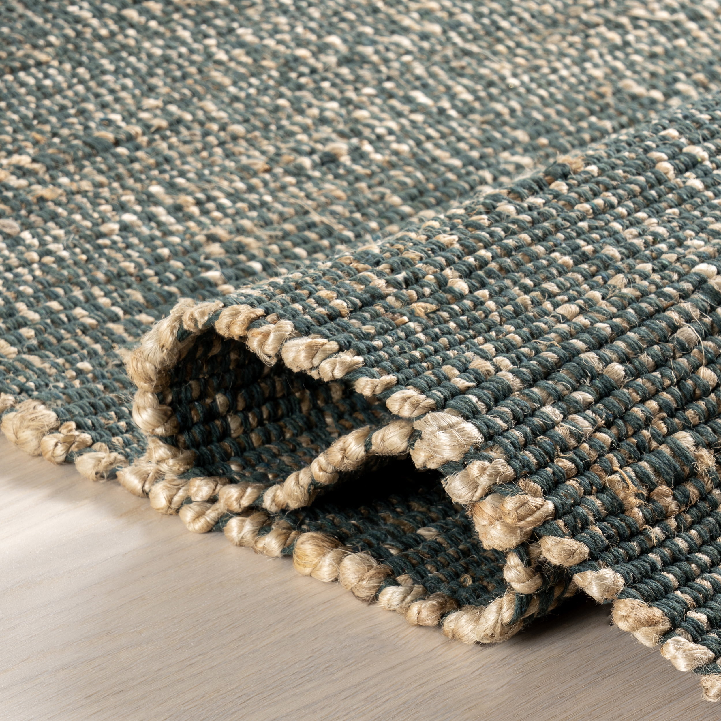 nuLOOM Elfriede Farmhouse Jute Blend Area Rug, 6' x 9', Green