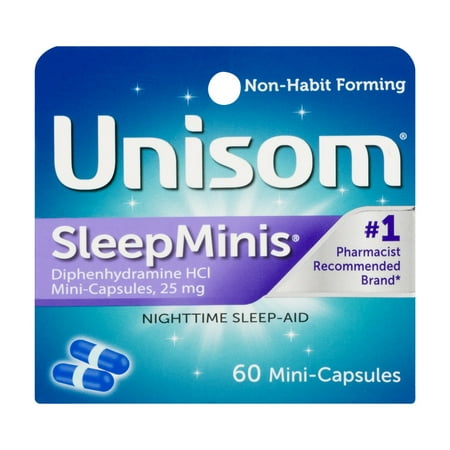 Unisom SleepMinis Diphenhydramine HCl Mini-Capsules, (Best Over The Counter Pain And Sleep Aid)