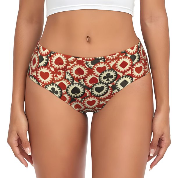Fotbe Poker Chips Calzones Estampados para Mujer – Ropa Interior de Algodón, Cómoda, Suave y Elástica-3X-Large