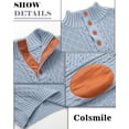 thumbnail image 5 of Colsmile Men's Cable Knit Sweater Stand Collar Quarter Button Pullover Casual Long Sleeve Knitwear, 5 of 9