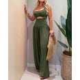 thumbnail image 4 of ChicMe Womens Jumpsuits Sleeveless Cut-Out Waist Backless Tie-Back Ruched Wide Leg Vacation Summer Jumpsuit for Women Green-L, 4 of 9
