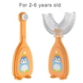 thumbnail image 4 of 2 unids Baby Cepillo de dientes Portátil Portátil 360 Grado en forma de U Silicona Silicona Cepillo de Dientes con Handle Hogar Niños Herramientas Naranja Pequeño Inevent CE011409-04, 4 of 7