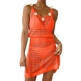 thumbnail image 2 of Conairie Swim Suit Coverup For Womens Sleeveless Slim Hollow Knit Bathing Suits Cover Up Summer Bikini Vacation Midi Dress Outfits Orange M, 2 of 5