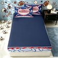thumbnail image 4 of meiyoeat Vintage Baseball Sport Zipper Twin Comforter Sets with Fitted Sheet and 2 Pillowcases for Boys, Cartoon Ball Bat Zipper Bedding Set, Blue Red, Blue Reversible, 4-Piece, 4 of 7