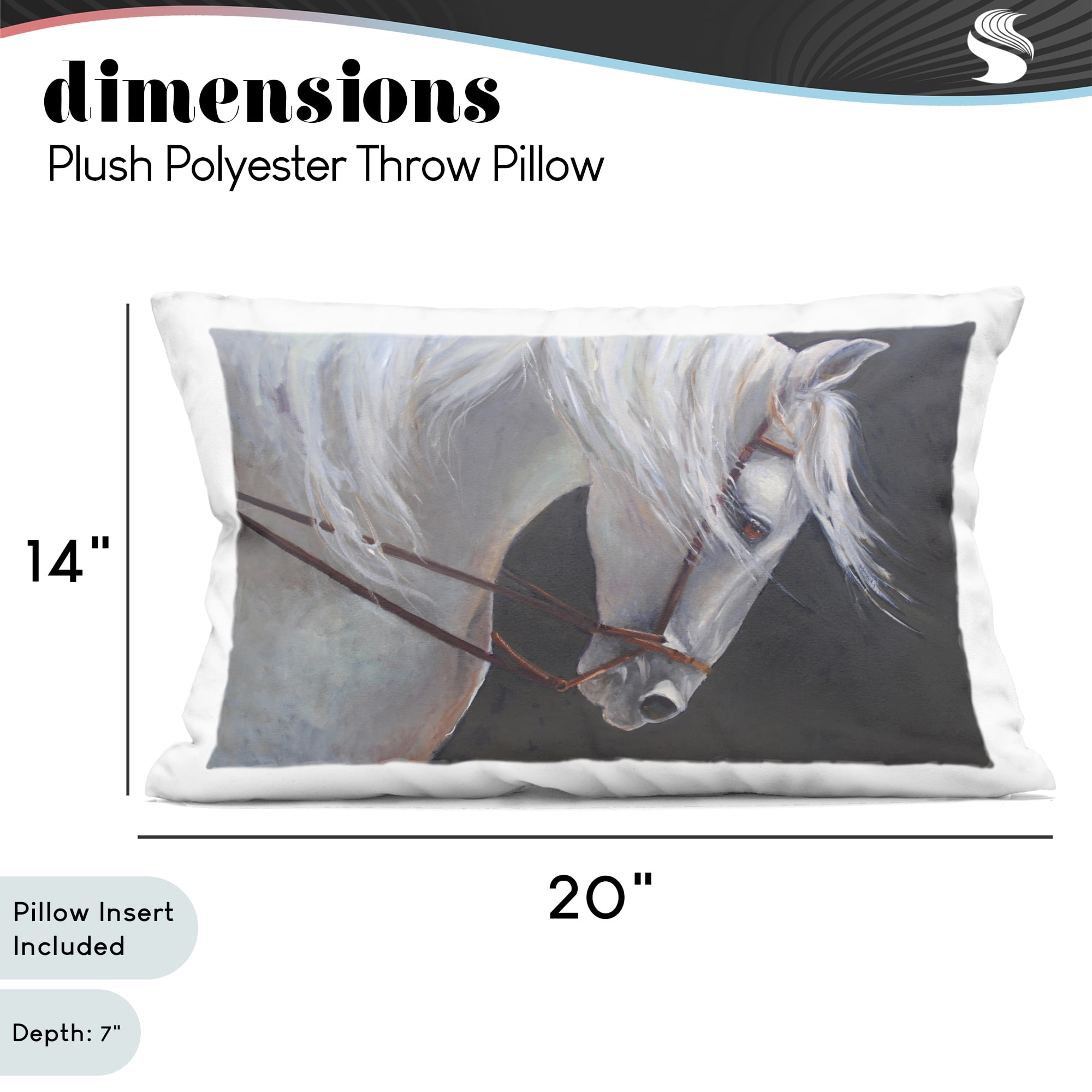 Stupell Industries Majestic White Mare Decorative Printed Throw Pillow, design by Jadei Graphics, 14 x 7 x 20