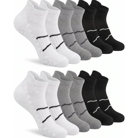 TELOLY 6 Pairs Womens Ankle Socks Size 8-12, Breathable Low Cut Running Cushioned Athletic Socks, Soft Mesh Sports Casual Crew Socks for Hiking Golf Daily Wear