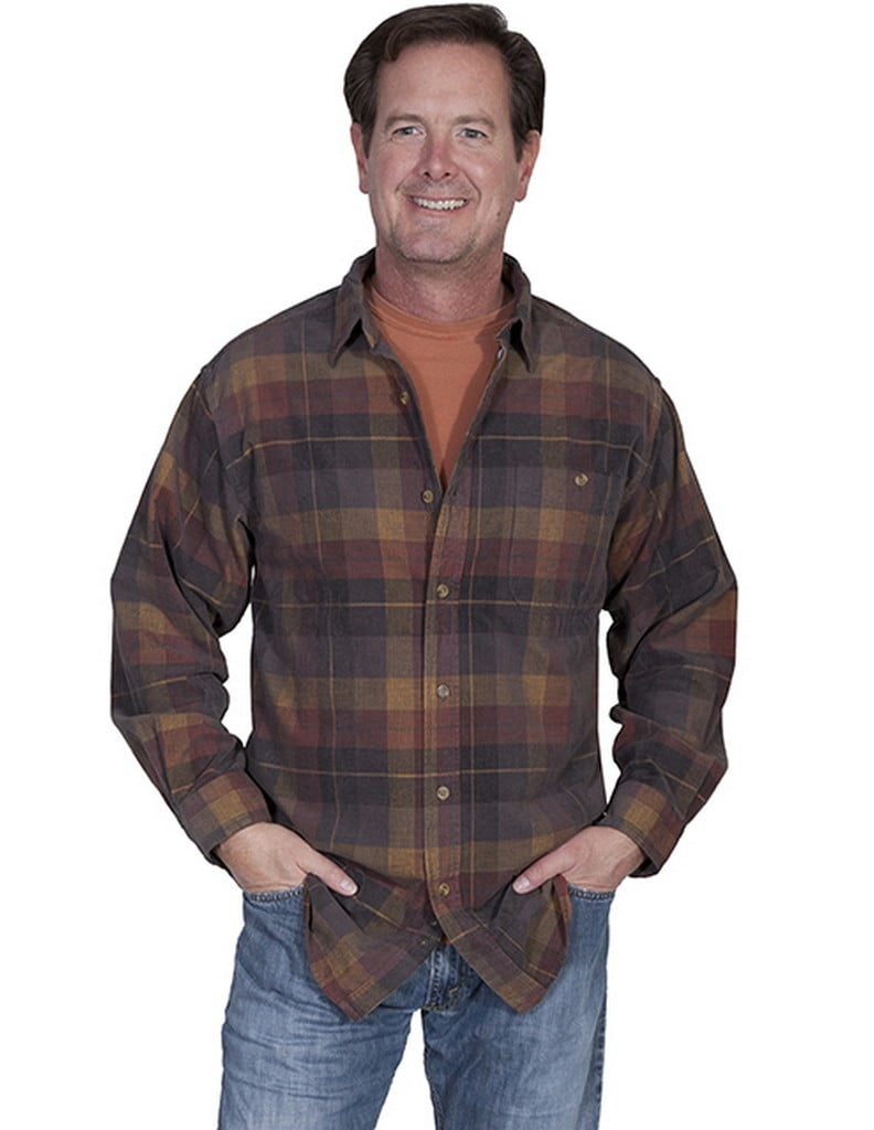 Scully Western Shirt Mens Long Sleeve Plaid Yarn Dyed Button TR-053 ...