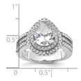 thumbnail image 5 of Cheryl M Sterling Silver Rhodium-plated Brilliant-cut Pear CZ Double Halo Ring QQCM1570-6, 5 of 5