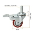 thumbnail image 2 of 1.5 Inch Swivel Threaded Stem Casters 3/8"-16UNC Thread PU Caster Wheel with Brake 88lbs Load, Red 4pcs, 2 of 5