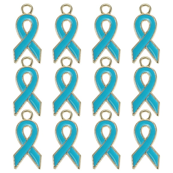 Uxcell 0.8" x 0.4" Ribbon Pendants, 20Pcs Awareness Hope Charm Accessories, Azure