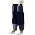 thumbnail image 2 of Gaecuw Linen Pants Women Summer Palazzo Pants Plus Size Relaxed Fit Long Pants Lounge Trousers Sweatpants Casual Loose Baggy Pants Mid Waisted Linen Summer Ankle Length Workout Pants Color Block Pants, 2 of 8