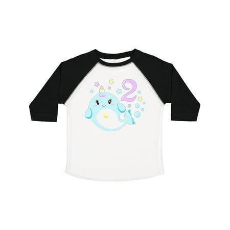 

Inktastic Happy 2nd Birthday with Cute Narwhal Stars and Bubbles Gift Toddler Boy or Toddler Girl T-Shirt