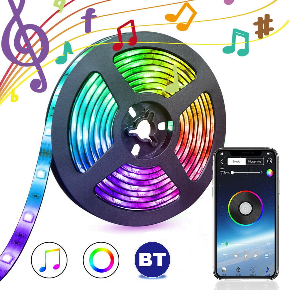 3.616.4 ft Bluetooth LED Strip Lights, with Smart Music Sync Light Strip Phone App Controlled
