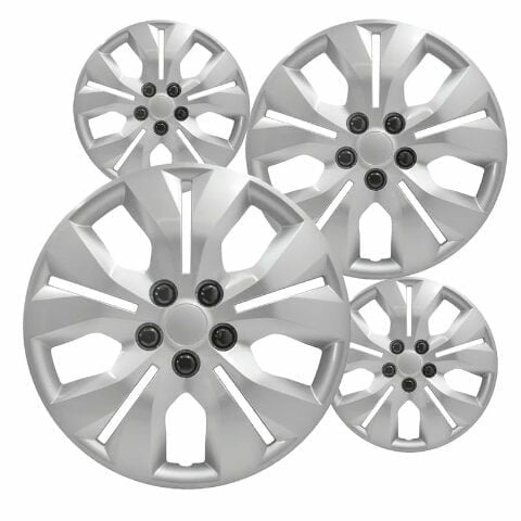 Fuel Rider Set of 4 16 inch Silver Bolt-On Hubcaps Compatible With 12-15 Chevrolet Cruze 2016 Cruze Limited Standard Steel Wheel Covers