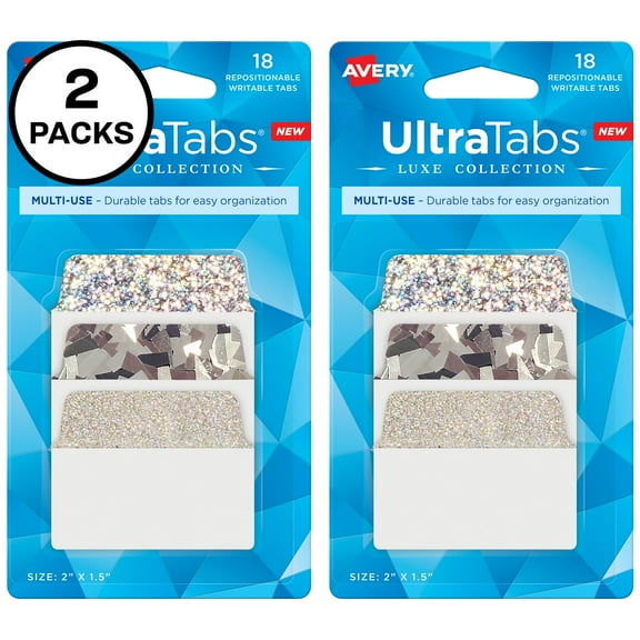 Avery Ultra Tabs, 2" x 1.5", 36 Holographic Tabs (2 Pack of 74145)