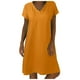 thumbnail image 1 of Vestido midi de lino con cuello en V y manga corta para mujer - Ropa informal de playa - Poliéster y spandex - Tallas S-XXL, 1 of 5