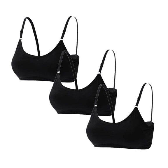 Big Girls Cotton Training Bra Value Pack Wireless Light Padded Adjustable Straps Back Closure Soft Edge Stretchy Breathable Comfort Fit 10-16