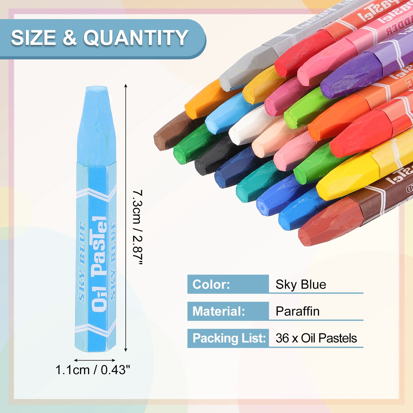 Uxcell Sky Blue Oil Pastels, 36Pcs Soft Oil Crayons Vibrant and Creamy Pastels Stick Art Supplies for Art Painting Drawing Blending Graffiti for Artists Beginners