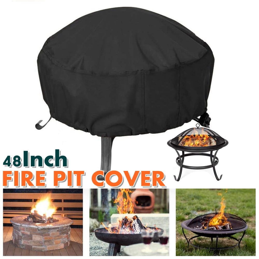 48inch Patio Round Fire Pit Cover Waterproof Barbeque Grill UV Protector Barbecue Oven