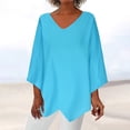 thumbnail image 2 of Oalirro Blue Womens Long Sleeve Tops Summer V Neck Solid Womens Trendy Tops, 2 of 6