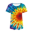 thumbnail image 4 of jtjvou Women's Business Work Blouse Plus Size Short Sleeve Pullover Going out Tops for Teen Tie Dye Tops Lady Trendy Fashion Crewneck Pullover Summer Multicolor,XL, 4 of 6
