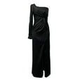 thumbnail image 5 of Lady Evening Dress - One Shoulder Sleeveless, Split Hem, Slim Waist, Pleated Maxi Dress, 5 of 8