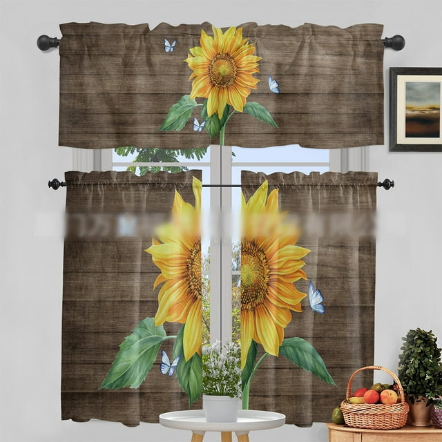 Innerwin Courte Cantonnière Filtrant la Lumière Demi-Rideaux de Cuisine Poche pour Tringle Rideaux de Fenêtre Modernes Déco Décorative Niveau Simple Lettres Imprimées Style K 1 Pce : 54x18 Po