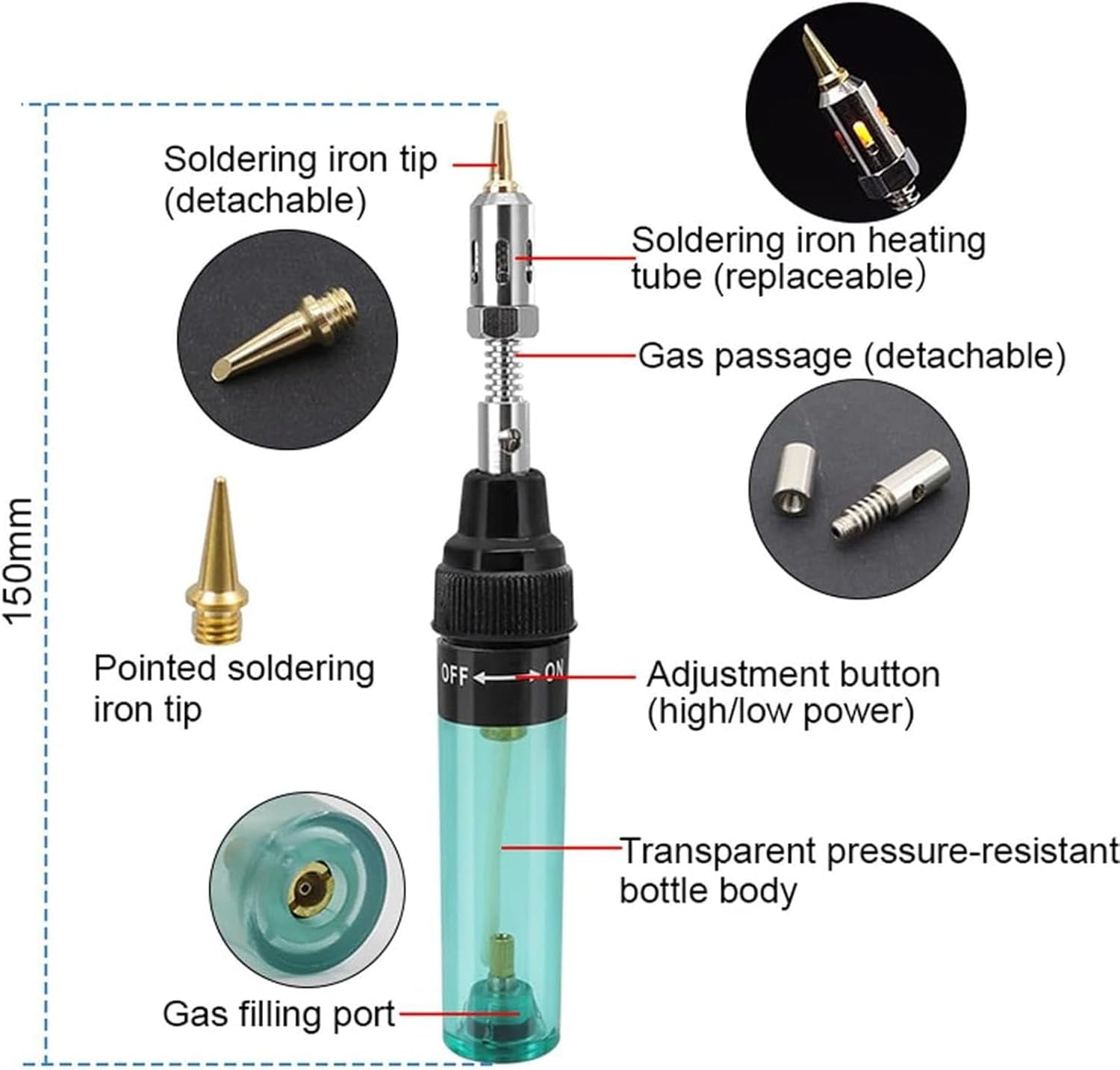 4 in 1 Portable Soldering Iron Kit, Cordless Adjustable Gas Welding Repair Tools, Fast Heating Soldering Iron Repair Plus , For Electronics Maintenance Vehicle Repairing