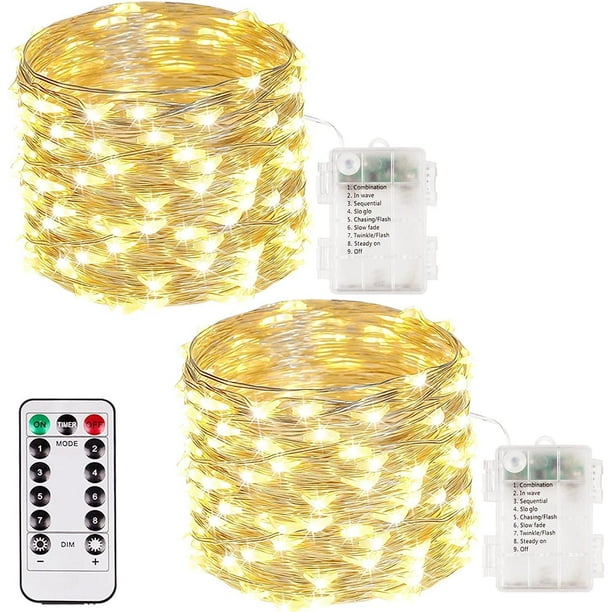 Guirnalda de luces Albelt, paquete de 2 unidades, 10 m, 100 LED, impermeables