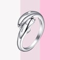 thumbnail image 3 of EeaseMX Anillo con diseño de doble delfín y apertura ajustable, accesorio de joyería para fiestas, para mujeres y niñas (plata), 3 of 7