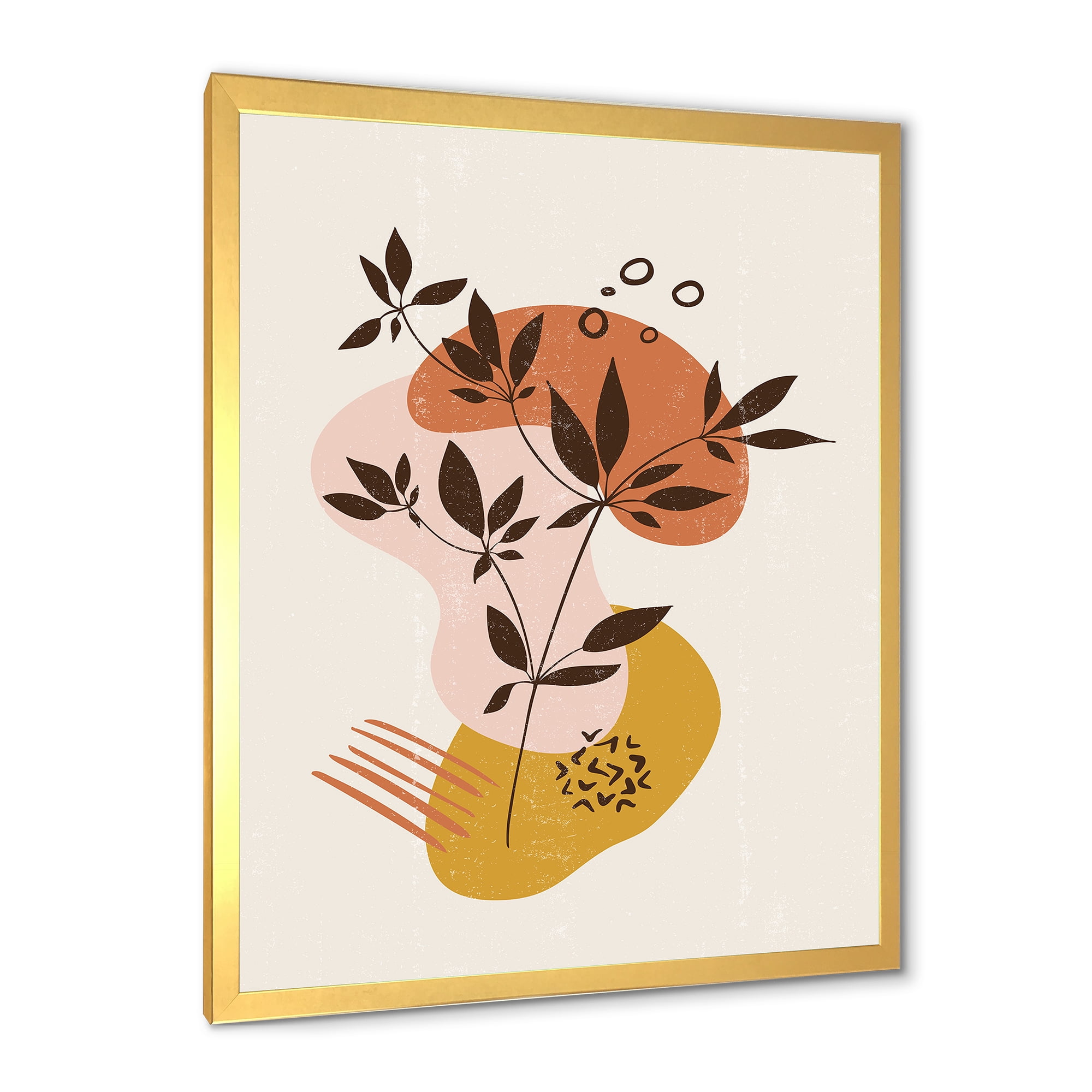 Designart 'Minimalist Shapes With Ancient Plant II' Modern Framed Art Print