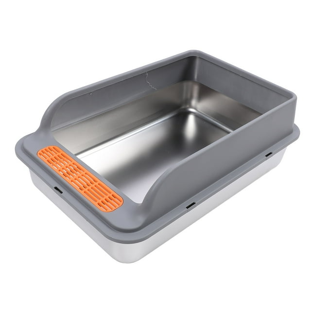 CAJA de para Gatos Grande de Acero inoxidable Con Lados Altos y Filtro de Pedal para varios Gatos en Interiores