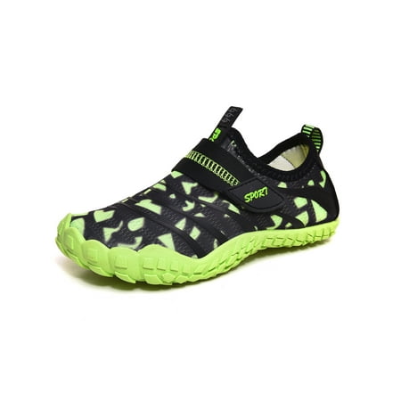 

Gomelly Girls Boys Water Shoes Quick Dry Beach Shoe Slip On Aqua Socks Breathable Flats Yoga Swim Black Green 3Y