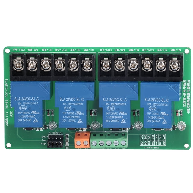 Relay Module 4 Channel 30A High Low Level Current Relay Module with Isolation Optocoupleur24V