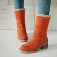 thumbnail image 3 of Winter Boots for Women Suede Boots Fur Lined Snow Boots Block Heel Booties Fleece Warm Mid-Calf Ankle Boot, 3 of 3