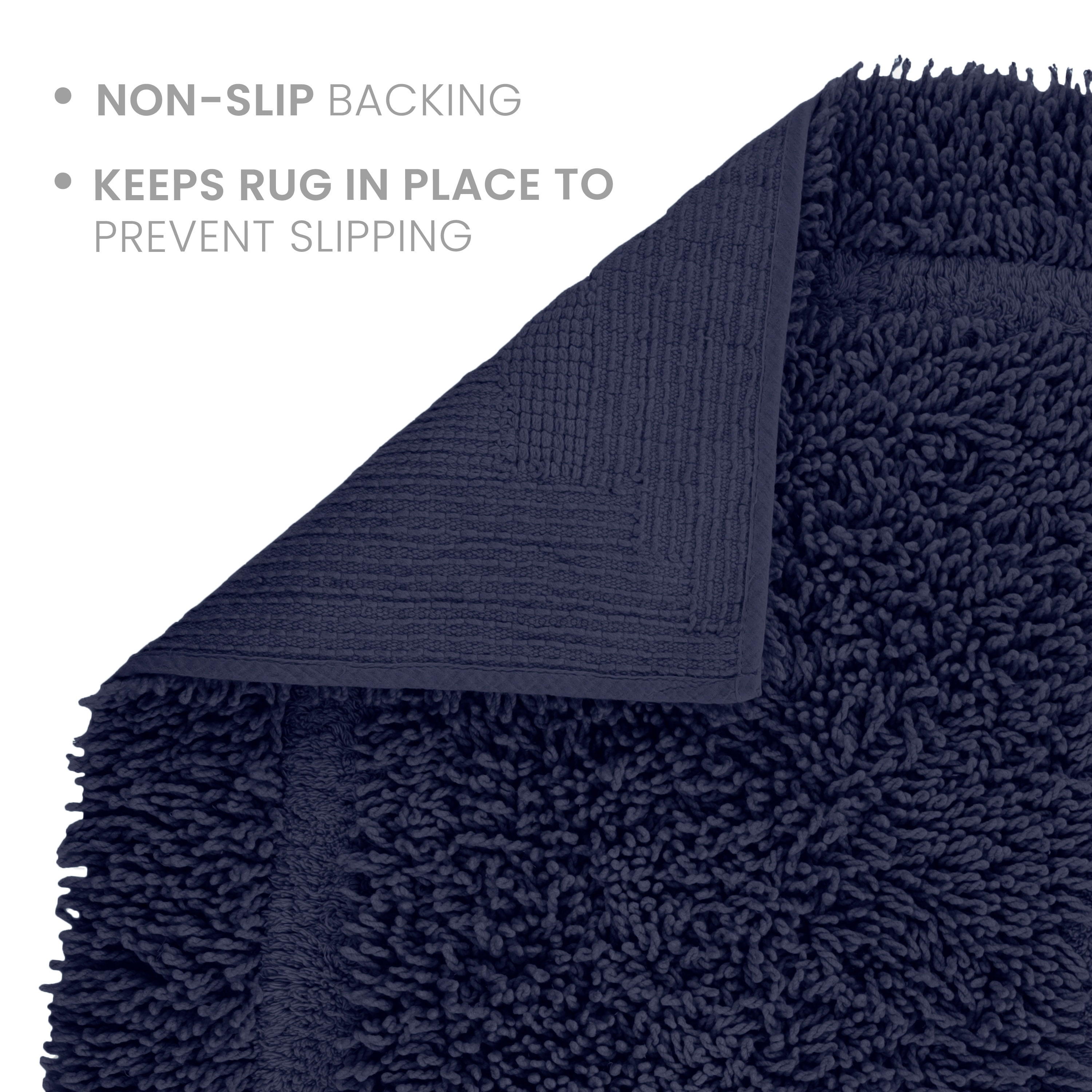 Martex Cotton Bath Rug | Ringspun Soft & Absorbent Non-Slip Quick-Dry Bathroom Mat | Navy