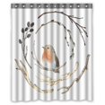 thumbnail image 1 of Cortina de Ducha ABPHQTO Acuarela Ramas Pájaro Robin Poliéster Impermeable 150x180 cm, 1 of 1