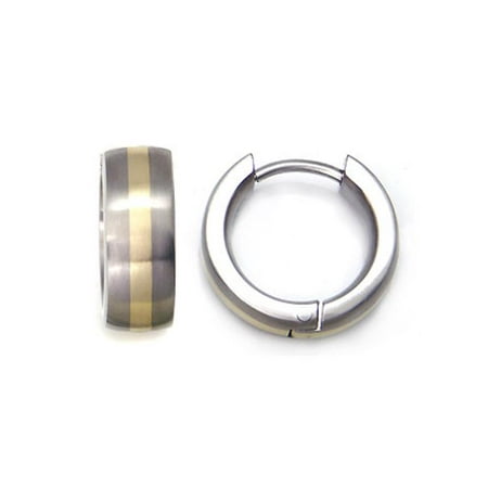 Titanium 14K Gold Inlay Huggie Hoop Earrings