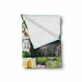 thumbnail image 2 of Fine Art Soft Flannel Fleece Throw Blanket, Tuscany Village Scenery with Cottage House Italian Countryside Trees Picture, Cozy Plush for Indoor and Outdoor Use, 50" x 60", Multicolor, by Ambesonne, 2 of 6