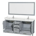 thumbnail image 2 of Wyndham Collection Sheffield 72" Mirror Wood Double Bathroom Vanity in Gray, 2 of 3