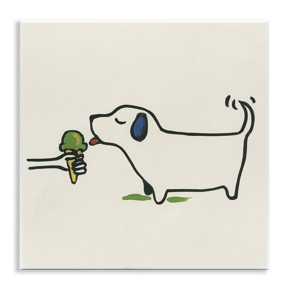 Stupell Industries Dog & Ice Cream Food & Beverage Painting Unframed Art Print Wall Art, 12 x 12