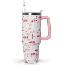 30 oz Pink Tumbler with Handle lid and Straw, CoffeeTravel Mug Cup Water Bottle,Flamingo Decor,Flamingo Gifts for Women