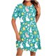 thumbnail image 1 of Vestido Corto para las Mujeres Cuello Redondo Manga Corta Impresa Suéter, Moda Casual Estilo Línea, 1 of 5