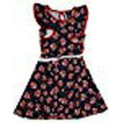 Paper Doll Girls Sleeveless Dress (Black/Red Floral) (14)