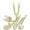 Yellow, variant on 14K White Gold Finish Round Cut White Diamond 925 Sterling Silver Diamond Cute Elf Angele With M Initial Letter Pendant Necklace for Women