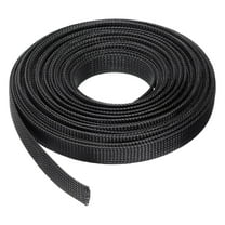 50 Ft - 1 In Expandable Braided Cable Sleeving, PET Cable Management, Wire Wrap Loom Tube, Black